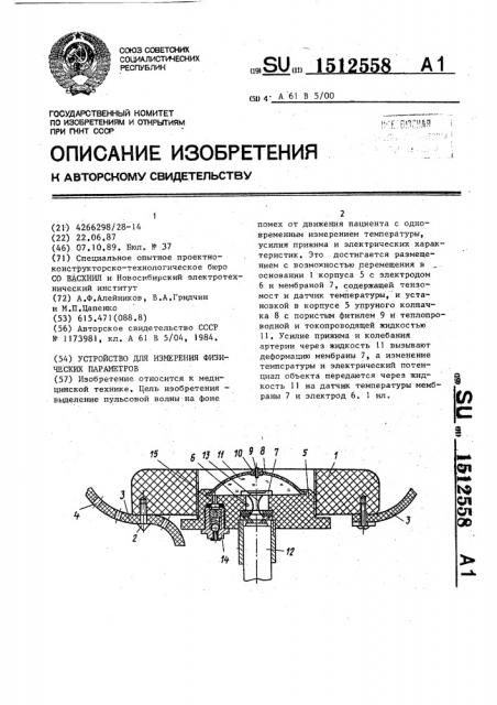 Устройство для измерения физических параметров (патент 1512558)