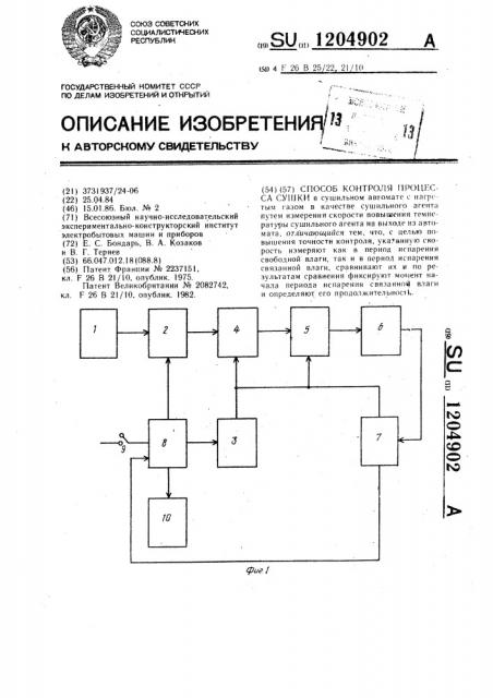 Способ контроля процесса сушки (патент 1204902)