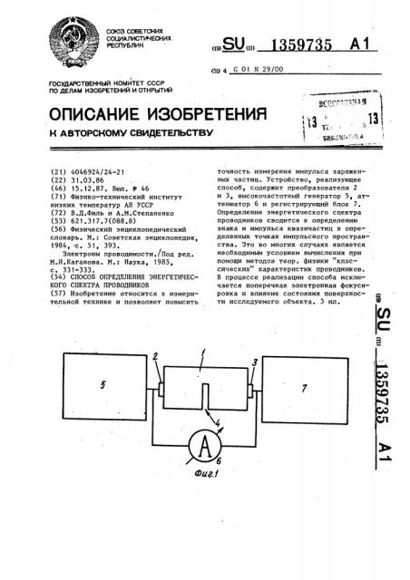 Способ определения энергетического спектра проводников (патент 1359735)