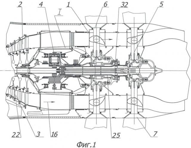 Газотурбинный двигатель с двухрядным винтовентилятором (патент 2428577)