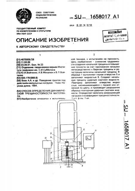Способ определения динамической трещиностойкости материала (патент 1658017)