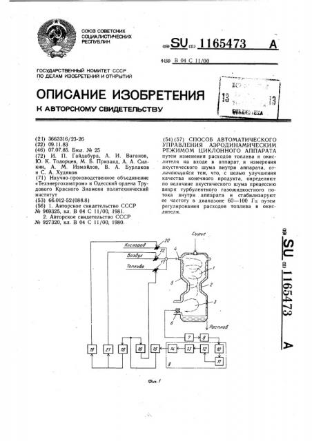 Способ автоматического управления аэродинамическим режимом циклонного аппарата (патент 1165473)
