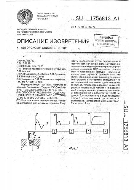 Способ определения содержания феррита в материале и устройство для его осуществления (патент 1756813)