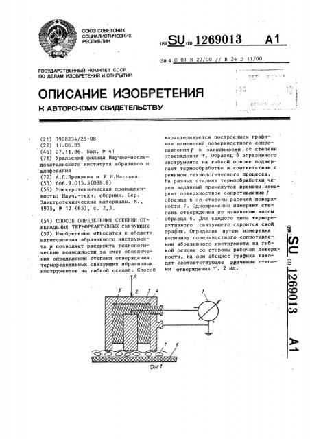 Способ определения степени отверждения термореактивных связующих (патент 1269013)