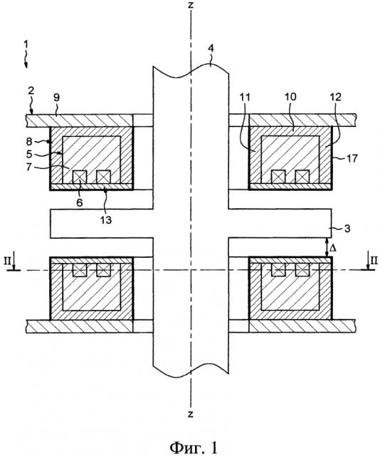 Заключенный в кожух магнитный подшипник и ротационная установка, содержащая такой подшипник (патент 2653932)