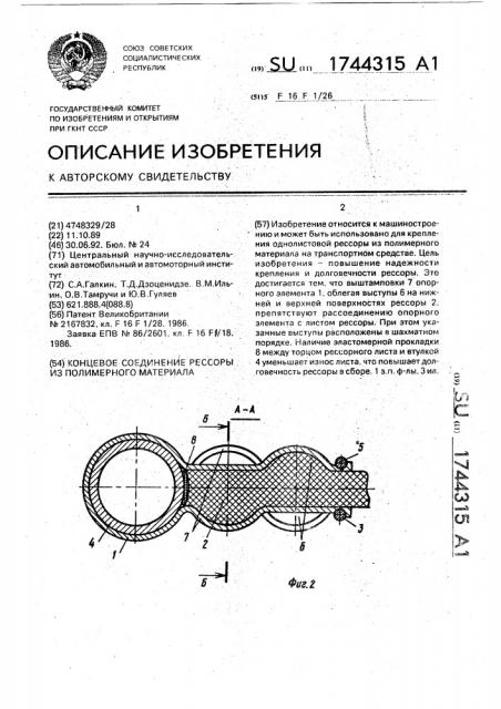 Концевое соединение рессоры из полимерного материала (патент 1744315)