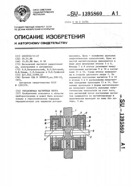 Управляемая магнитная опора (патент 1395860)