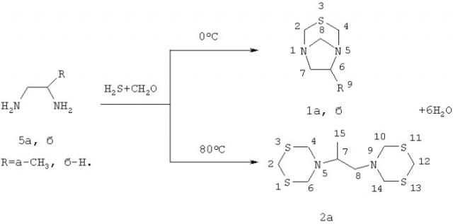 Способ получения 3-тиа-1,5-диазабицикло[3.2.1]октана или 6-метил-3-тиа-1,5-диазабицикло[3.2.1]октана или 5-[2-[1,3,5-дитиазинан-5-ил]-1-метилэтил]1,3,5-дитиазинана (патент 2317987)