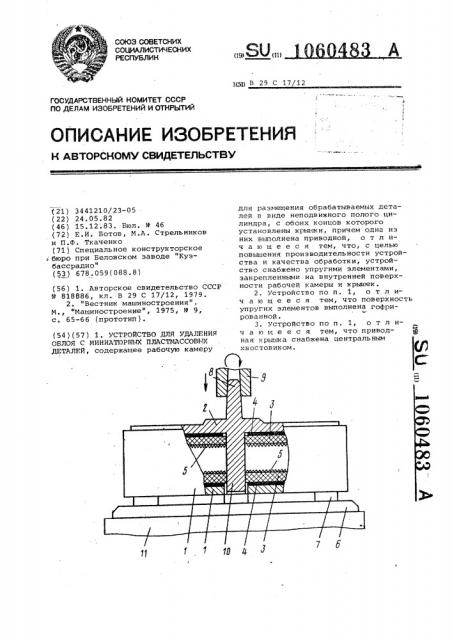 Устройство для удаления облоя с миниатюрных пластмассовых деталей (патент 1060483)