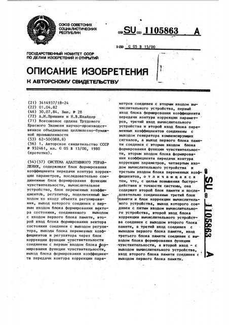 Система адаптивного управления (патент 1105863)