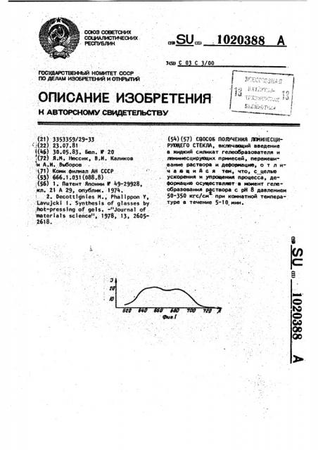 Способ получения люминесцирующего стекла (патент 1020388)