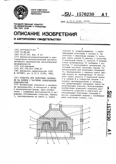 Оснастка для нанесения облицовки на кокили с частично облицованной поверхностью (патент 1576230)