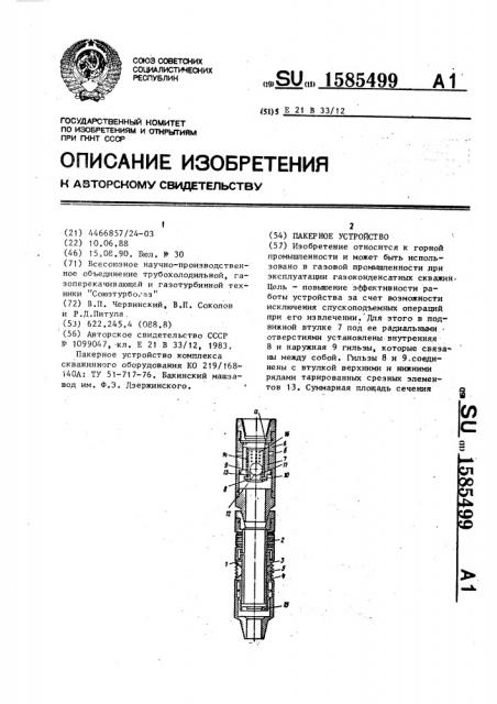 Пакерное устройство (патент 1585499)