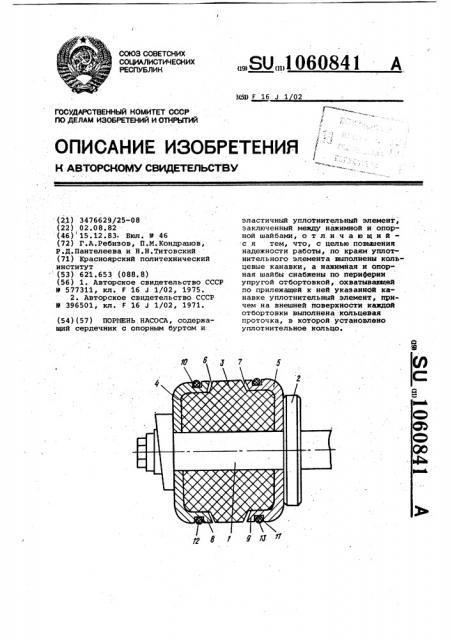 Поршень насоса (патент 1060841)