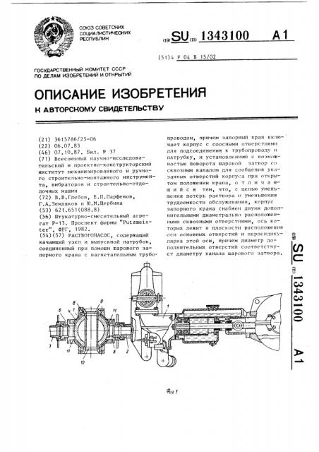 Растворонасос (патент 1343100)