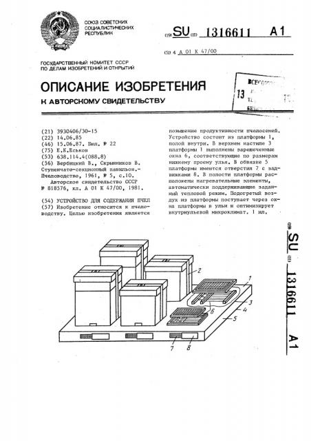 Устройство для содержания пчел (патент 1316611)