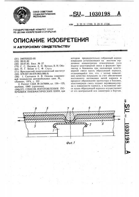 Способ изготовления покрышек пневматических шин (патент 1030198)