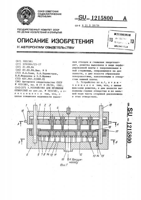 Устройство для пробивки отверстий (патент 1215800)
