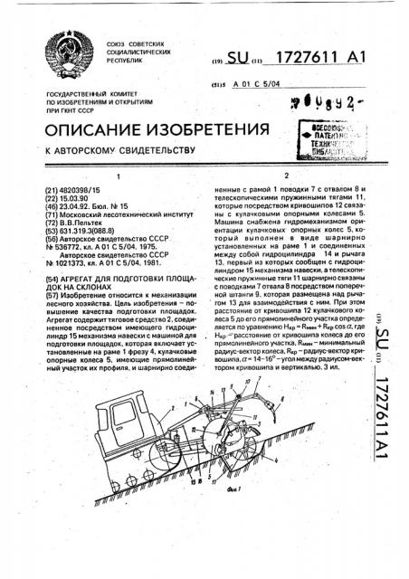 Агрегат для подготовки площадок на склонах (патент 1727611)