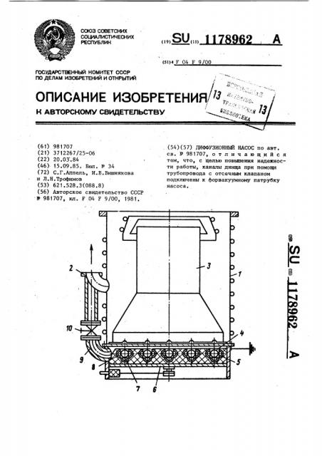 Диффузионный насос (патент 1178962)