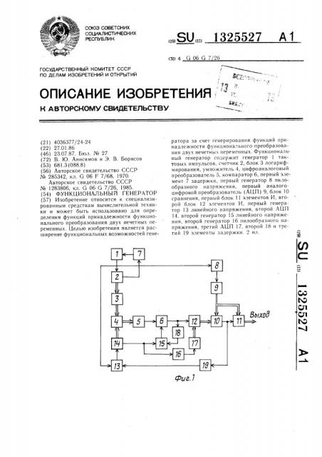 Функциональный генератор (патент 1325527)