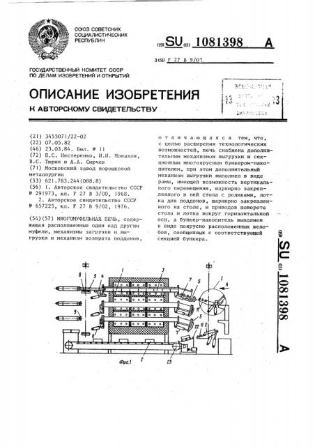 Многомуфельная печь (патент 1081398)