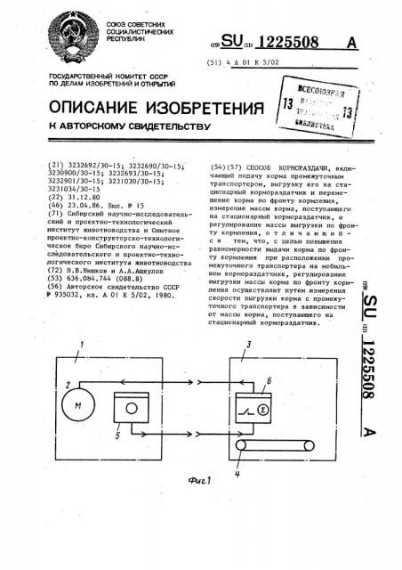 Способ кормораздачи (патент 1225508)