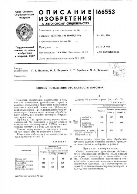 Способ повышения урожайности бобовых (патент 166553)