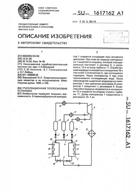 Утилизационная теплосиловая установка (патент 1617162)