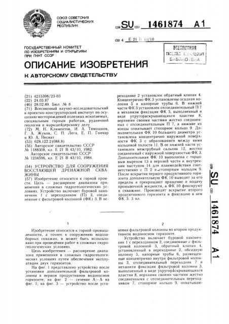 Устройство для сооружения восстающей дренажной скважины (патент 1461874)