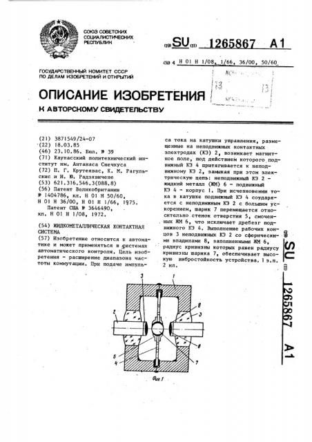 Жидкометаллическая контактная система (патент 1265867)