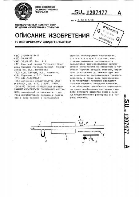 Способ определения ингибирующей способности порошковых составов (патент 1207477)