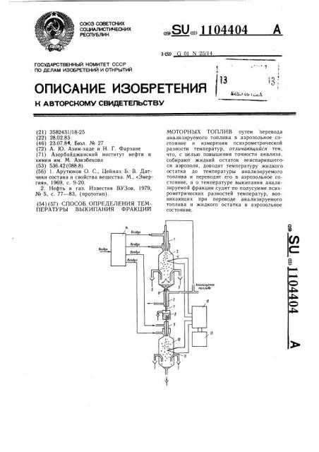 Способ определения температуры выкипания фракций моторных топлив (патент 1104404)