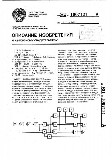 Диктофонная система (патент 1007121)
