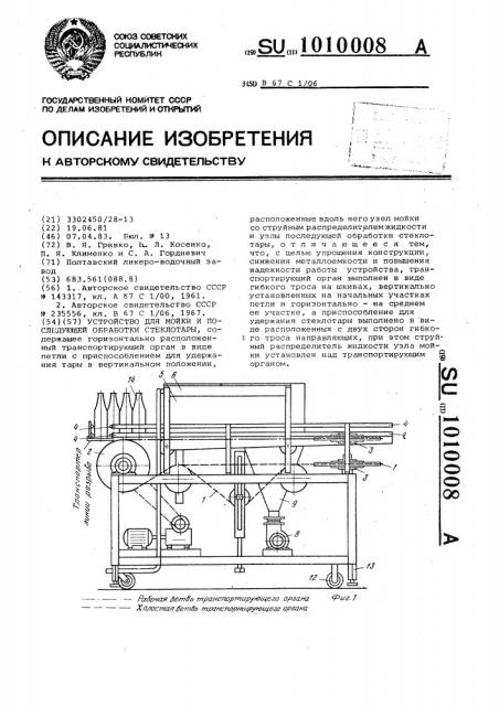 Устройство для мойки и последующей обработки стеклотары (патент 1010008)