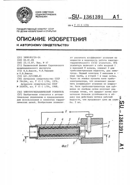 Электрогидравлический усилитель (патент 1361391)