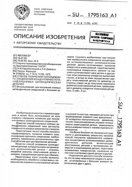 Способ получения неразъемного соединения концентрично устанавливаемых цилиндрических деталей (патент 1795163)