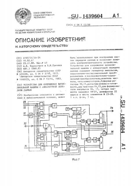 Устройство для сопряжения вычислительной машины с аппаратурой передачи данных (патент 1439604)