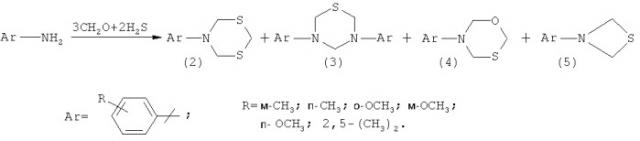 Способ получения n-арил-1,3,5-дитиазинанов (патент 2443694)