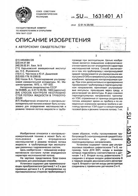 Способ контроля несплошностей потока жидкости в трубопроводе (патент 1631401)