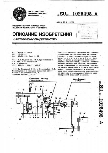 Автомат продольного точения (патент 1025495)