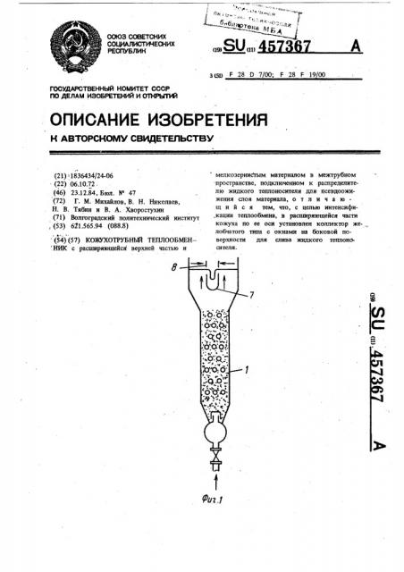 Кожухотрубный теплообменник (патент 457367)