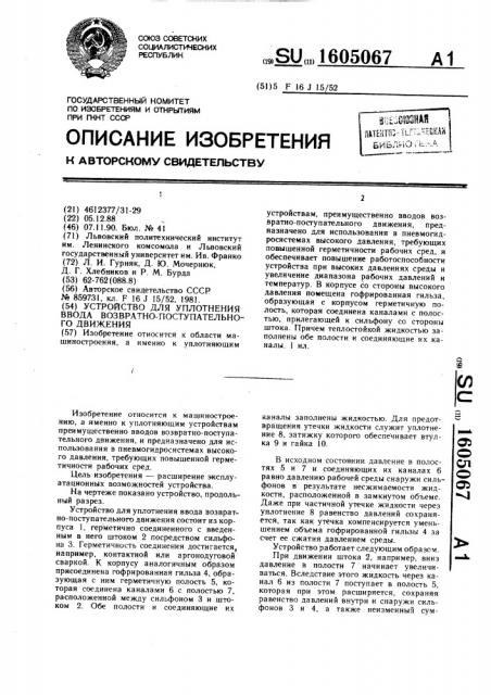 Устройство для уплотнения ввода возвратно-поступательного движения (патент 1605067)