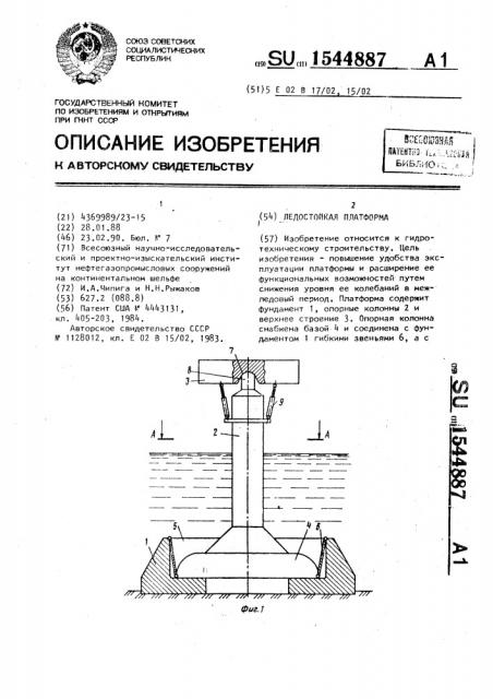 Ледостойкая платформа (патент 1544887)