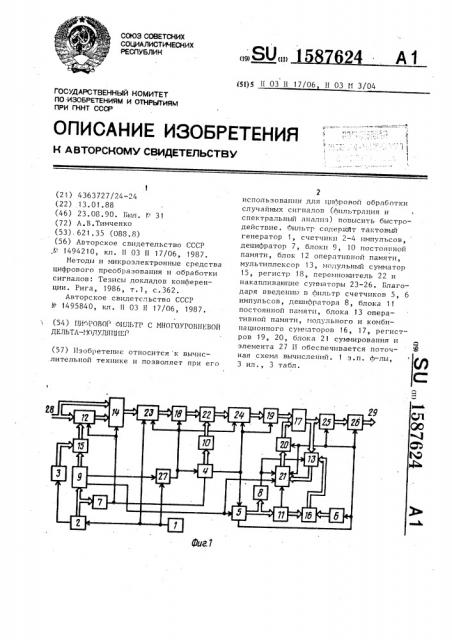 Цифровой фильтр с многоуровневой дельта-модуляцией (патент 1587624)