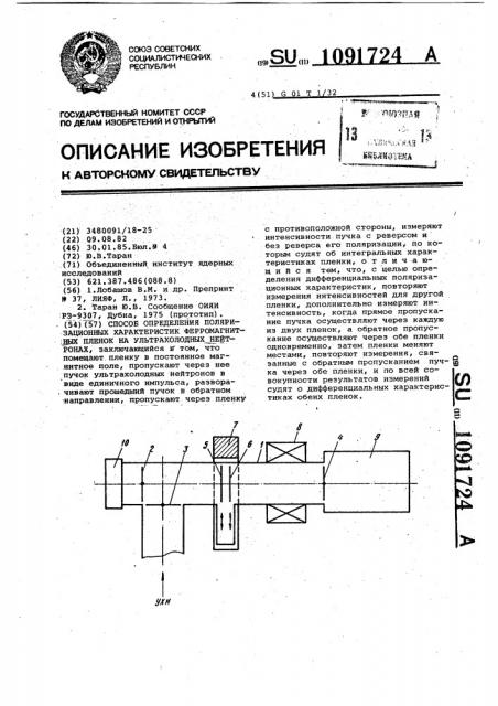 Способ определения поляризационных характеристик ферромагнитных пленок на ультрахолодных нейтронах (патент 1091724)