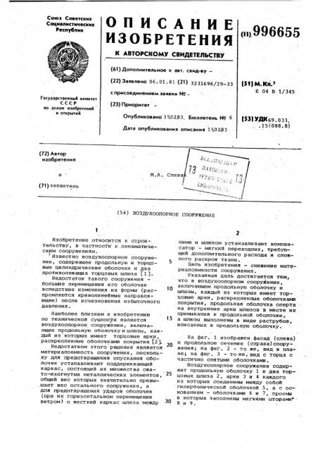 Воздухоопорное сооружение (патент 996655)