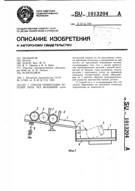 Способ ориентации деталей типа тел вращения (патент 1013204)