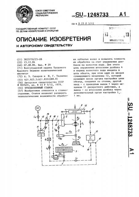 Зубодолбежный станок (патент 1248733)