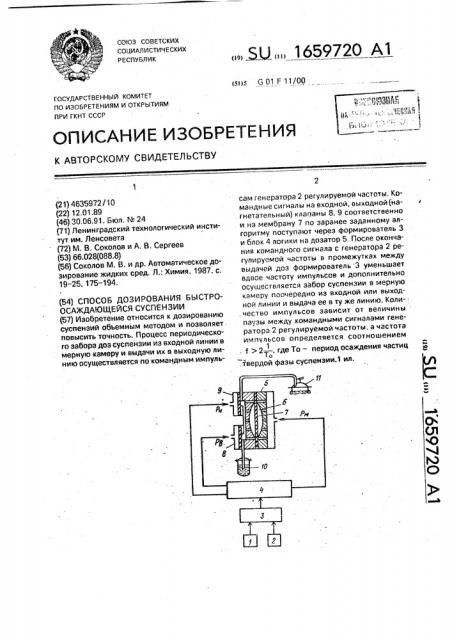 Способ дозирования быстроосаждающейся суспензии (патент 1659720)